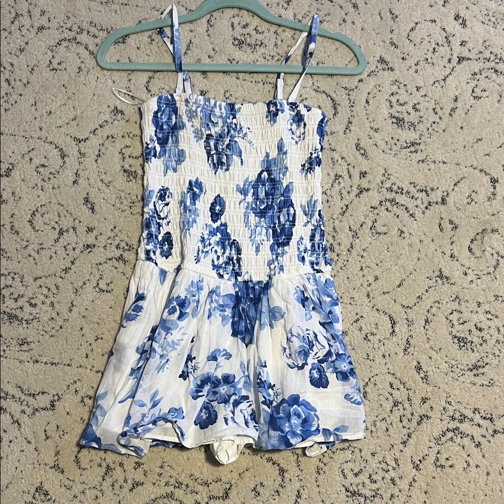 Floral Blue and White Dress